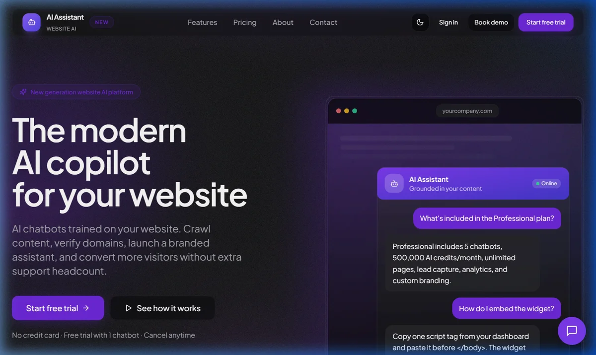 AI Assistant website preview